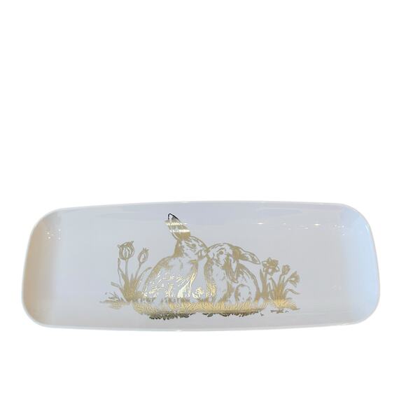 3pc Rachel Ashwell Metallic BUNNIES Disposable Serving Platters White New - Picture 12 of 15